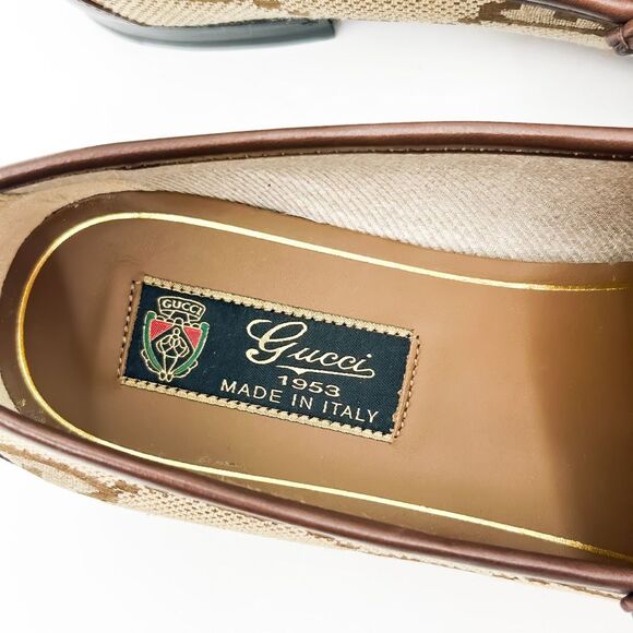 Gucci Horsebit GG Maxi Leather Canvas Loafers Size 38, 8 - Picture 11 of 13